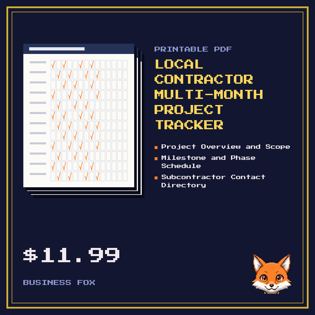 Local Contractor Multi-Month Project Tracker