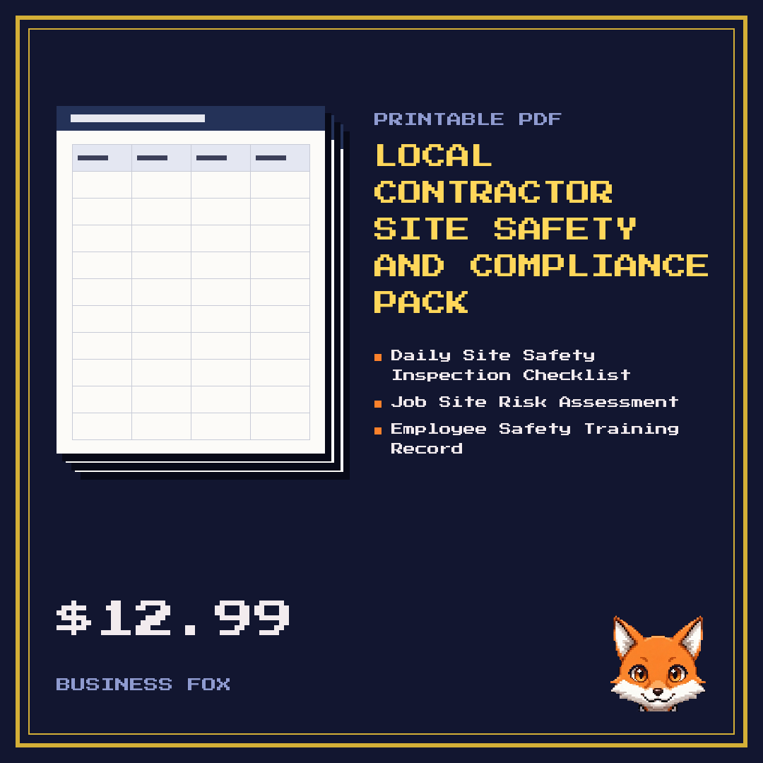 Local Contractor Site Safety and Compliance Pack