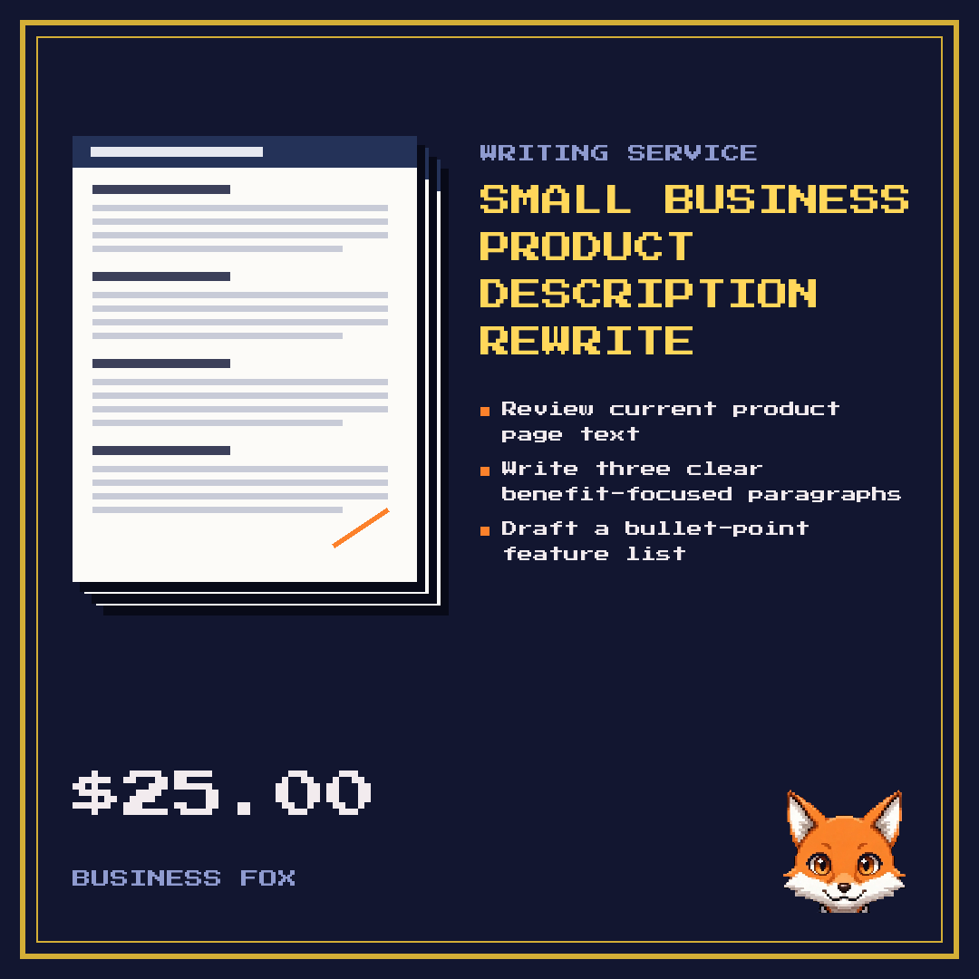 Small business product description rewrite