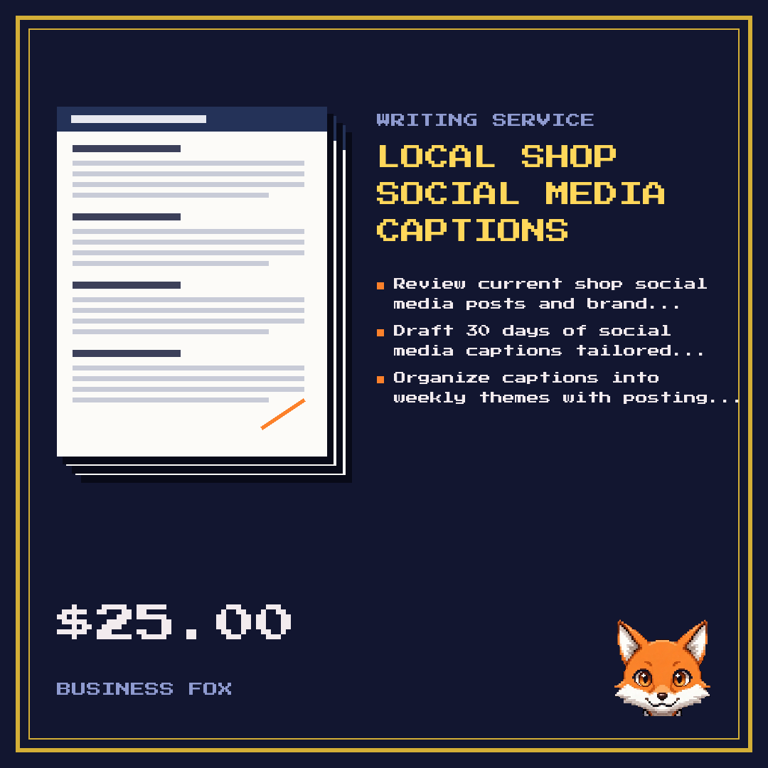 Local shop social media captions