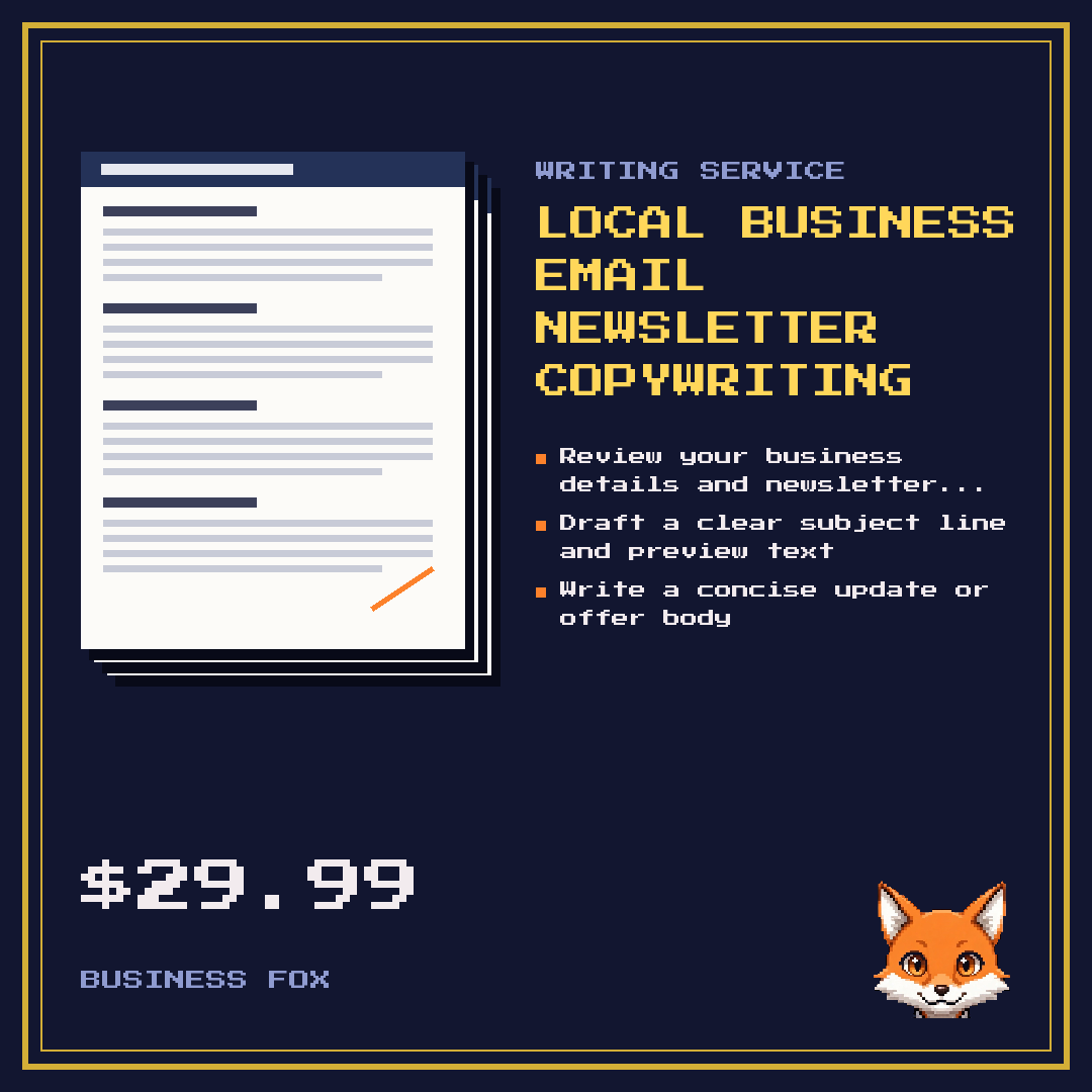 Local business email newsletter copywriting