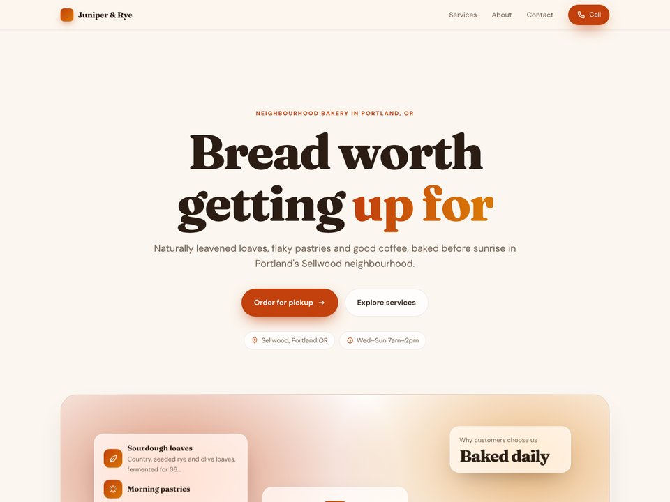 Sample website for Juniper & Rye