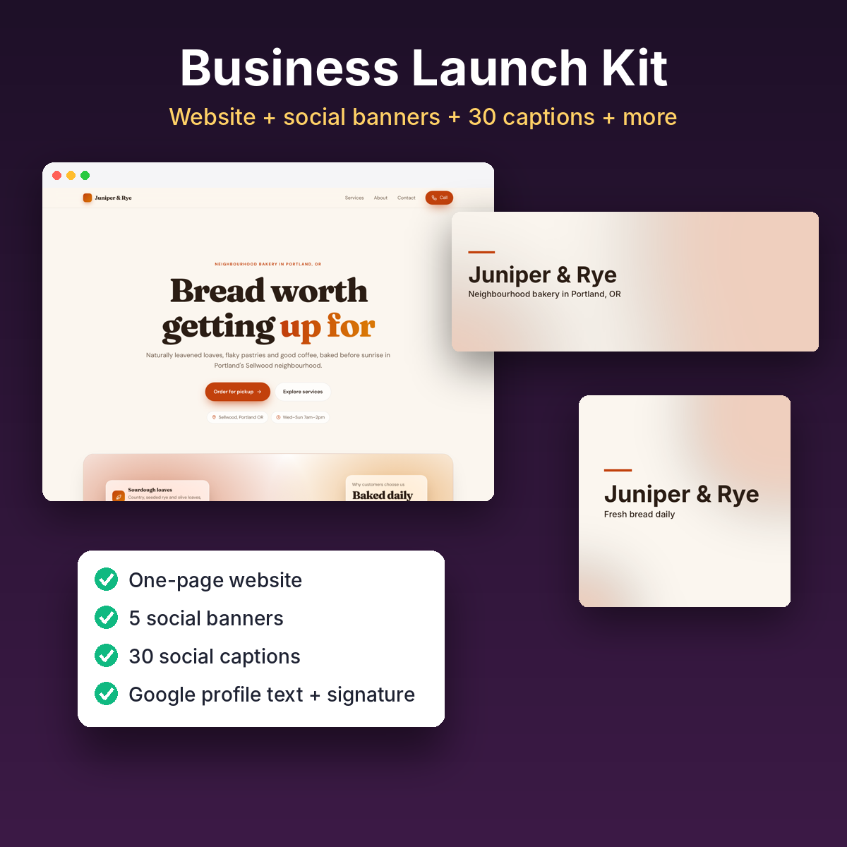 Business Launch Kit (Website + Social)