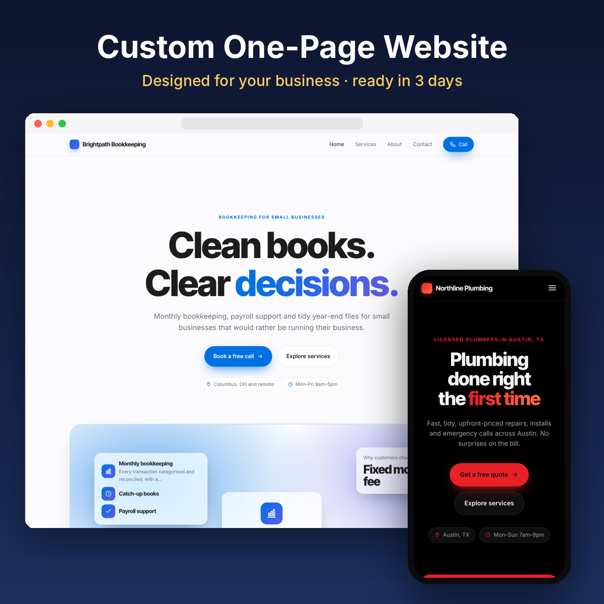 Custom One-Page Business Website
